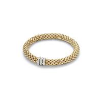 Fope Bracelet Flex\'it Solo Diamond 18ct Yellow And White Gold