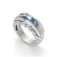 Fope Lux 18ct White Gold Aquamarine 0.27ct Diamond Ring