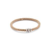 Fope Flex\'It Solo 18ct Rose White Gold 0.17ct Diamond Size M Bracelet