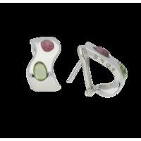 fope wave 18ct white gold pink green tourmaline earrings