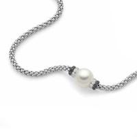 Fope FLEX\'IT SOLO Necklace Black And White Diamond White Pearl 18ct White Gold