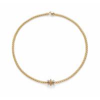 Fope FLEX\'IT SOLO Necklace Brown Diamond Set Rondel 18ct White And Yellow Gold