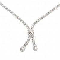 Fope Necklace Lariat Double Pearl Drop Silver