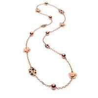 folli follie ladies rose gold plated flowerball necklace 50201541