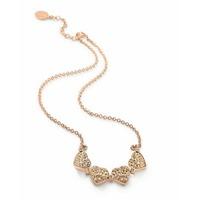 Folli Follie Ladies Heart4Heart Rose Gold Plated Champagne Crystal Necklace 5020.1647