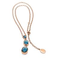 Folli Follie Elements Rose Gold Plated 3 Blue Crystals Pendant 5020.1889