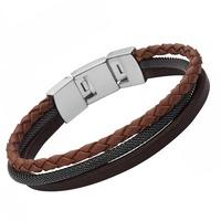 Fossil Ladies Casual- Brown Triple Leather Bracelet JF02213040