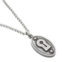 fossil stainless steel clear cz oval lock pendant jf86878040