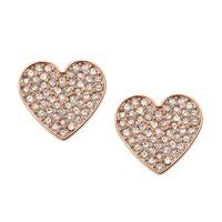 Fossil Vintage Glitz Rose Gold Plated Heart Earrings JF02676791