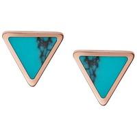 Fossil Rose Gold Plated Teal Triangle Stud Earrings JF02638791