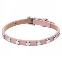 fossil iconic pink leather studded bracelet jf02569040