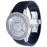folli follie stainless steel black rubber stone set large watch 601510 ...