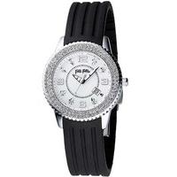 Folli Follie Ladies Black Strap Watch 6015.1018