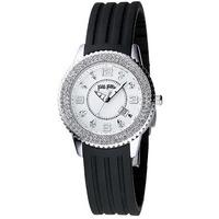 Folli Follie Ladies Black Strap Watch 6015.1045