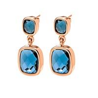 Folli Follie Ladies Elements Rose Gold Plated Blue Dropper Earrings 5040.1824