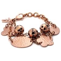 Folli Follie Rose Gold Plated Flowerball 3 Row Bracelet 5010.1333