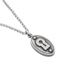 Fossil Stainless Steel Clear CZ Oval Lock Necklace JF86878040