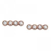 Fossil Iconic Rose Gold Plated Four Crystal Stud Earrings JF02234791