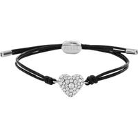 Fossil Ladies Crystal Heart Black Cord Bracelet JF01206040