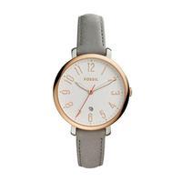 fossil ladies jacqueline rose and grey leather watch