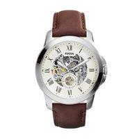 fossil gents grant automatic brown leather watch