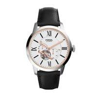 fossil gents townsman automatic black leather watch