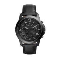 Fossil Mens Grant Chronograph Black Leather Watch