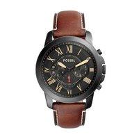 Fossil Gents Grant Black Case Brown Leather Chronograph Watch