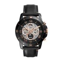 Fossil Gents Grant Sport Automatic Black Leather Chronograph Watch