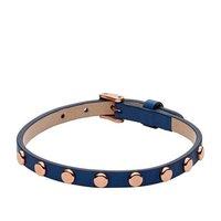 Fossil Iconic Blue Leather Stud Bracelet