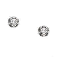 Fossil Fashion Silver Tone Zirconia Textured Stud Earrings