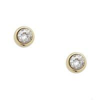 Fossil Fashion Gold Tone Zirconia Round Stud Earrings