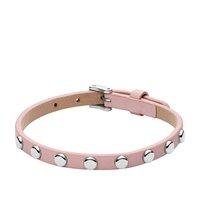 Fossil Iconic Pink Leather Stud Bracelet