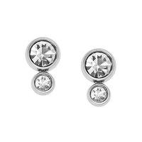 Fossil Silver Tone Double Zirconia Stud Earrings