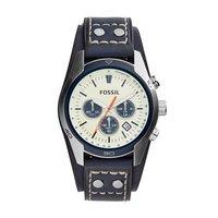 fossil mens coachman chronograph blue leather watch