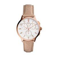 fossil ladies abilene rose gold tone brown leather chronograph watch