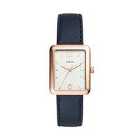 Fossil Atwater Three Hand Rectangle Dial Navy Leather Watch