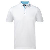 footjoy 2017 pique lisle tie trim polo white