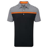 footjoy 2016 lisle engineered stripe polo blackwhiteorange