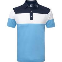 Footjoy 2017 Raglan Stripe Pique Polo - Navy/White/Sky Blue