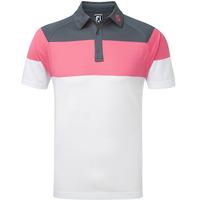 footjoy 2017 raglan stripe pique polo charcoalpinkwhite