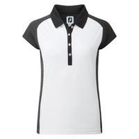 FootJoy Ladies Smith Piquet Cap Sleeve Shirt - White / Black Small