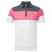 footjoy raglan chest stripe shirt charcoal pink white medium