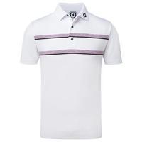 FootJoy Stretch Pique Double Space Dye Chest Stripe - White / Violet Small