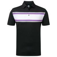 FootJoy Stretch Pique Chest Stripe - Black / Heather / Violet Small