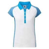 FootJoy Ladies Smith Piquet Cap Sleeve Shirt - White / Blue Small
