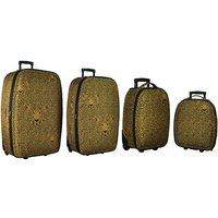 Frenzy 235 Lightweight Travel Luggage Suitcase 4 Piece Set (18-29″) Leopard Face