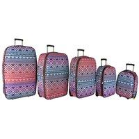 Frenzy Travel Luggage Suitcase Sets, Includes Cabin Trolley Bags for Ryanair and Easyjet 5-Pcs 292 Multi (18-32″)