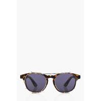 Frame Round Lens Sunglasses - brown