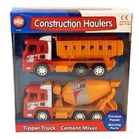 Friction Powered Tipper Truck & Cement Mixer Vehicle Play Set Childrens Kids Toy